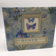 K Company Floral Scrapbook Album 14x12 Blue Beige Green W/ 19 Page Protectors