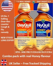 Vicks DayQuil NyQuil Honey Cold Flu Liquid Medicine 2x 12oz
