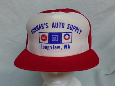 Vintage GUNNAR'S AUTO SUPPLY LONGVIEW, WASHINGTON Red/White Mesh Snapback Hat