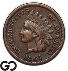 1864-L Indian Head Cent Penny, L on Ribbon, Choice XF Better Date Variety