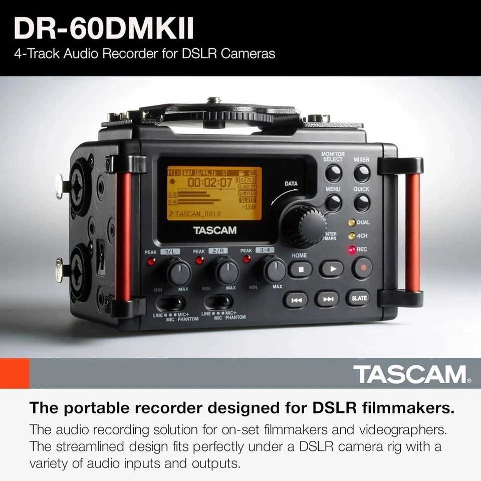 4-Channel Portable Audio Recorder for Videographers, 2 Combo XLR/TRS", Dual 3.5m - Image 2 of 4