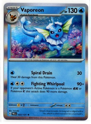 Pokemon Prismatic Evolutions Holo Rare 022/131 Vaporeon