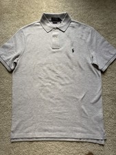 Polo Ralph Lauren Men's Mesh Polo Shirt Medium, Gray, Short Sleeve