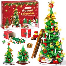 Advent Calendar 2025 Christmas Tree Building Blocks for Adult Kids,24 Day Red