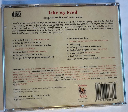 TAKE MY HAND Disney Winnie the Pooh CD 1995 Kathie Lee Gifford 13-Tracks. NEW. K - Picture 2 of 2