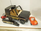 4 various vehicles large tonka dunebuggy small semi small jeep