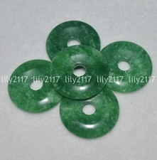 Vintage Natural imperial Green Jade Gemstone Circle Donut Pendant Lucky Amulet