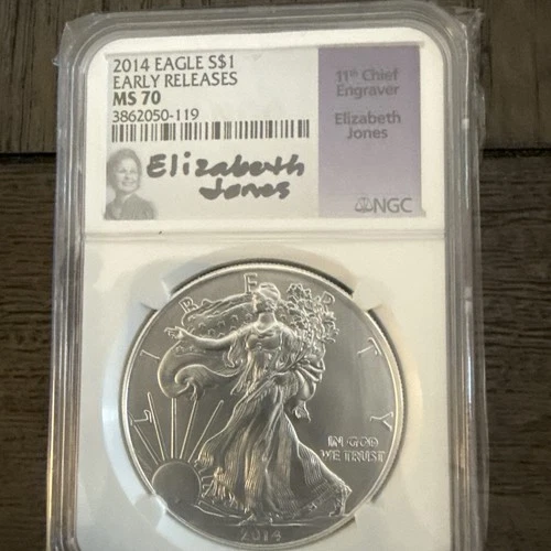 2014 MS-70 - FIRST DAY OF ISSUE - ELIZABETH JONES SIGNED  30TH ANNIVERSARY EAGLE
