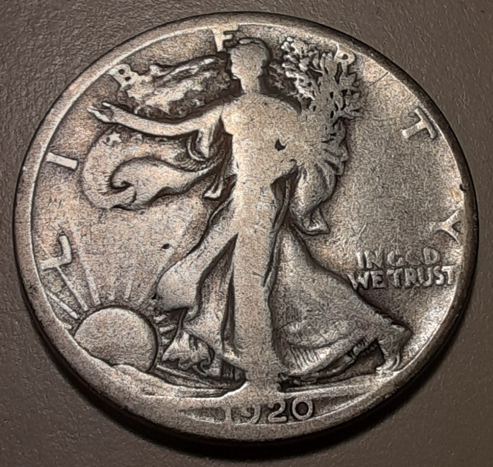 1920-D Denver Mint US 50C Walking Liberty Half Dollar 90% silver