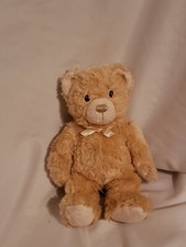 Animal Alley Toys R Us Bear Plush Tan golden Brown yellow bow 9" Retired EUC
