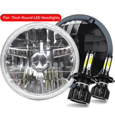 2pc For Ford Mustang 1964-1973 7" Round LED Headlights H4 Hi/Lo Sealed Beam Lamp