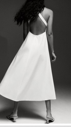 Zara White Linen Midi Dress Backless 