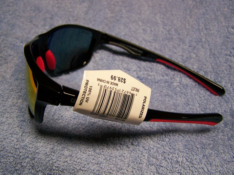 GAFAS DE SOL CALCUTTA INLET MARCO NEGRO/ROJO NARANJA ESPEJO DE FUEGO LENTES POLARIZADAS NUEVAS CON ETIQUETAS  Foto 3 de 4