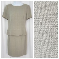Vtg Deadstock Tan  Grey Check Skirt  Top Set by Crilla Made in Italy Size 10