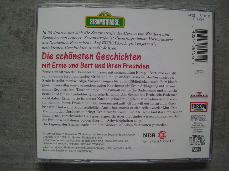 Die schönsten Geschichten mit Ernie und Bert (CD von 1994) 22 Tracks - Bild 3 von 3