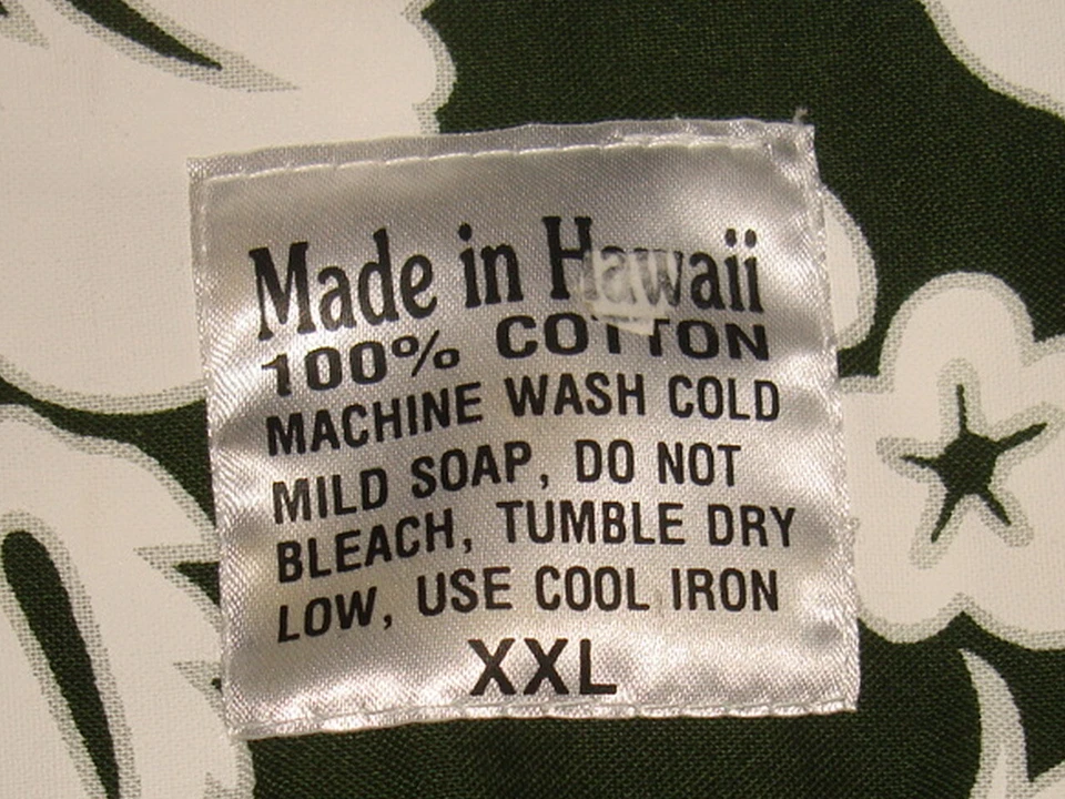 Made In Hawaii Brand Vtg. Green/White Cotton Floral Print S/S Hawaiian Shirt 2XL - Image 4 of 4
