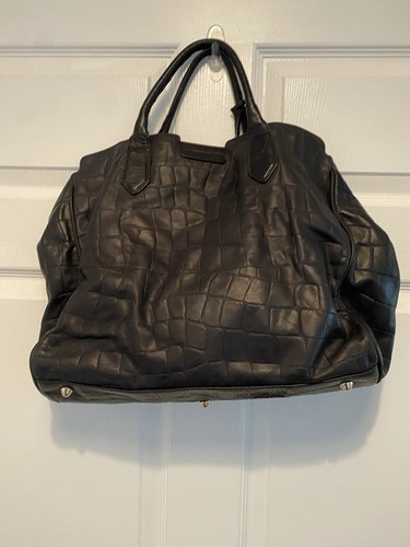 Women’s A. Bellucci Handbag Italian Leather Black Hobo Purse Classy Tote - Picture 2 of 15