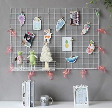 Grid Wall Panel White Wire Organizer Photo Display for Home Office