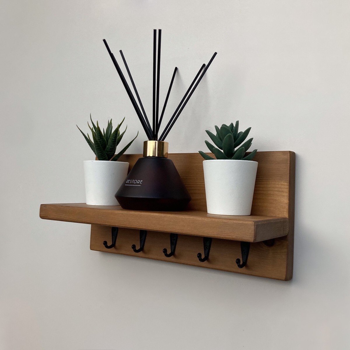 Key Holder Entryway Shelf, Floating shelf, Wall Mounted Key Hooks
