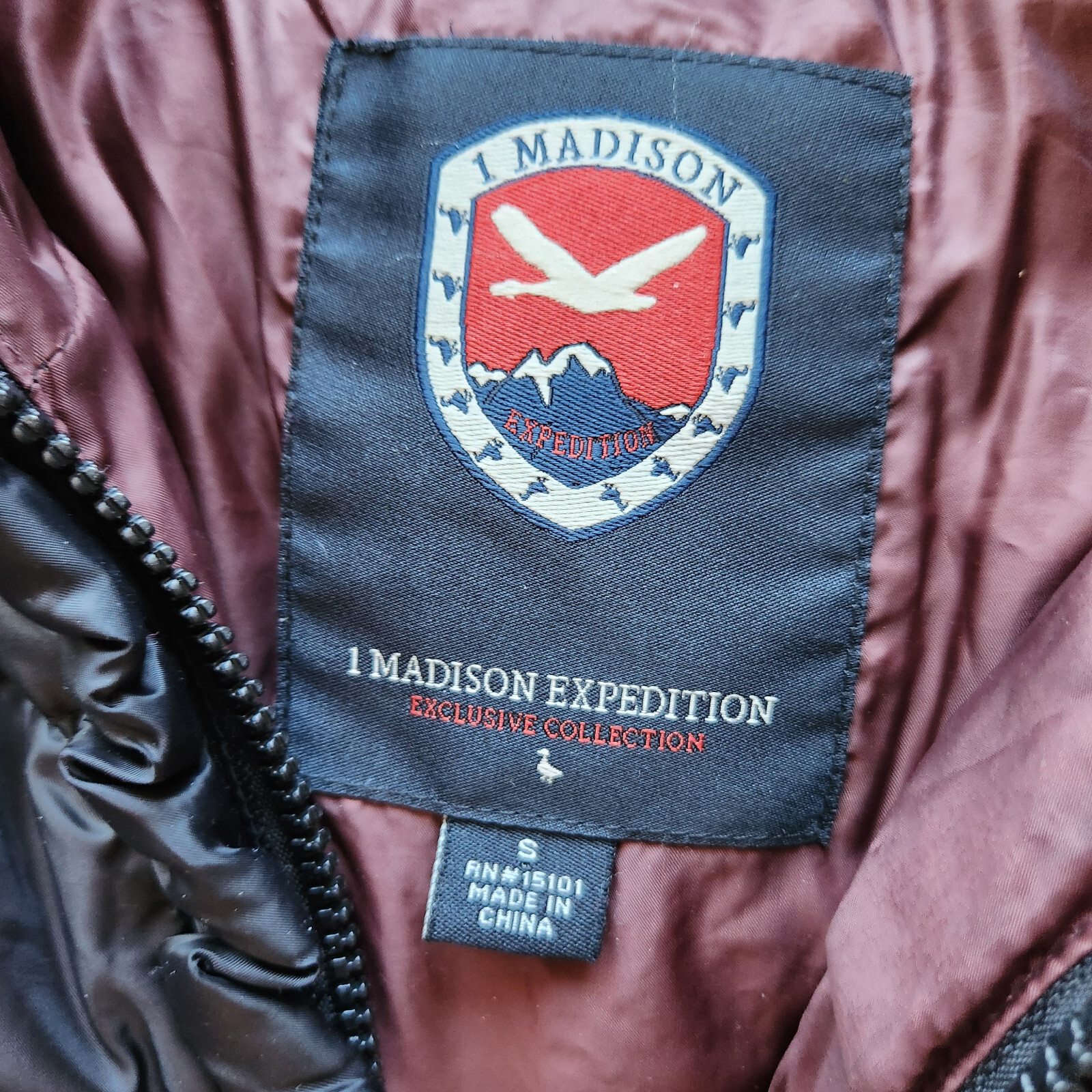 I Madison Expedition Down Puffer Hooded Jacket Ruffle Zip Black Women's S