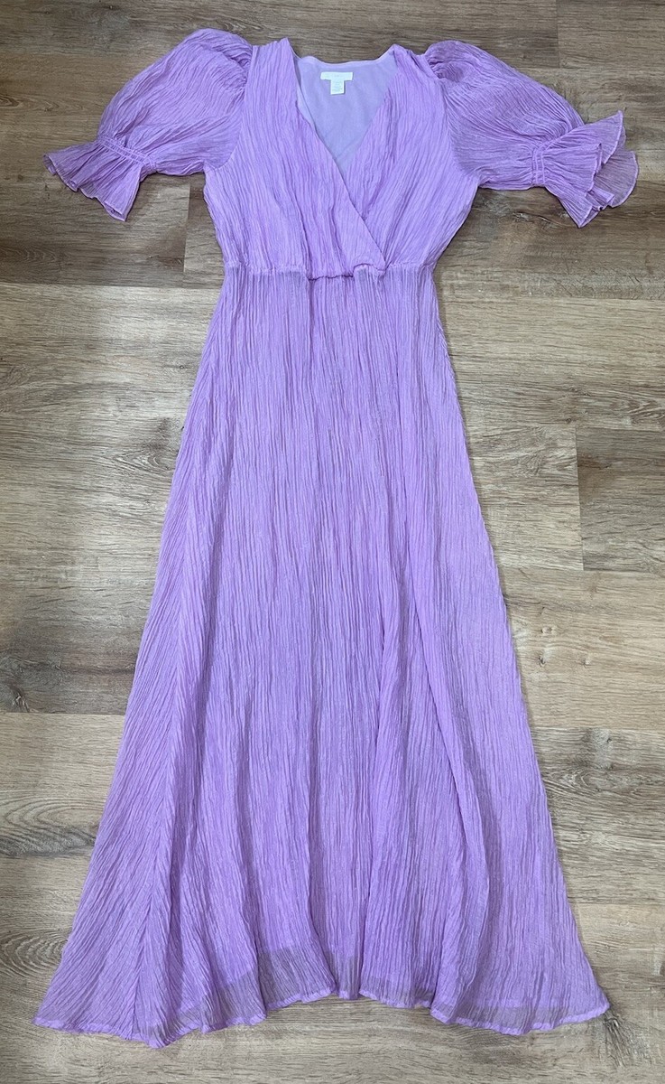 H&M Trend Conscious Maxi Lyocell Purple Lilac Puff Sleeve