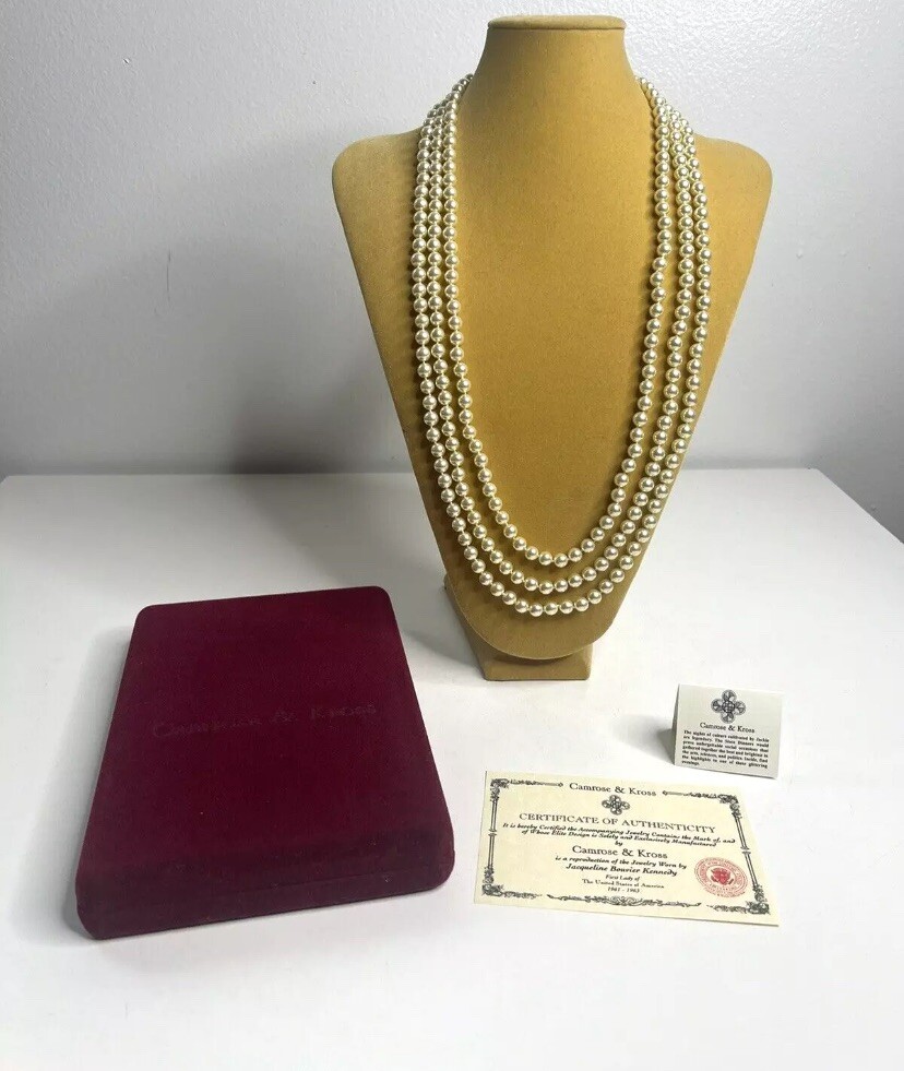 Camrose & Kross JBK Jacqueline Kennedy 3 Strand Faux Pearl
