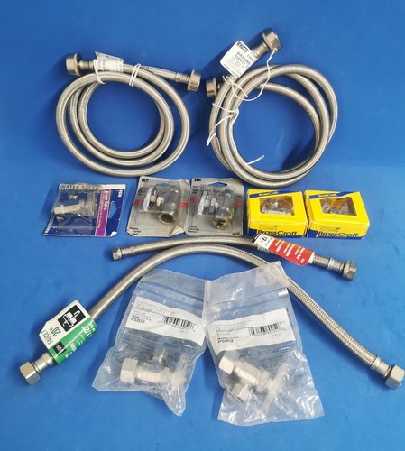 Huge Home Plumbing Supply Lot Valves Faucet Connectors Washing Machine Hose NEW!