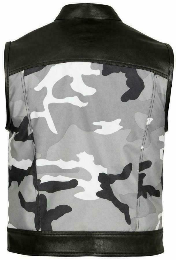 Mick Citycamo - Black / White / Gray Camo with Leather Vest
