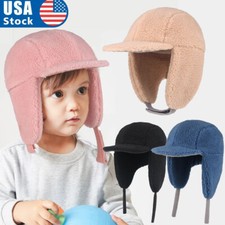 Winter Outdoor Thermal Hats Windproof Skiing Fleece Sports Earflap Caps for Kids