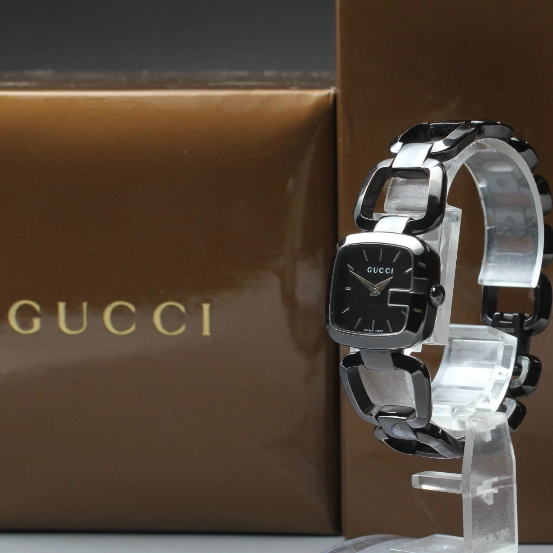 Boîte de montre à quartz pour femme GUCCI 125,5 YA125504 tout noir G Gucci
