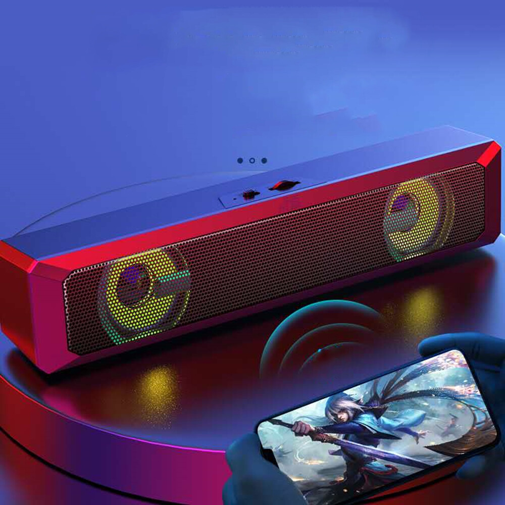 Stereo Sound Bar RGB LED USB Computer Speaker Soundbar for Mac Desktop Laptop PC