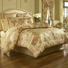 New J Queen New York Heritage Coral European Pillow Sham Size EURO Gold Color