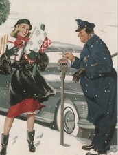 *Postcard-Merry Christmas-"The Meter Man & The Lady Shopper" {*Pro-5}