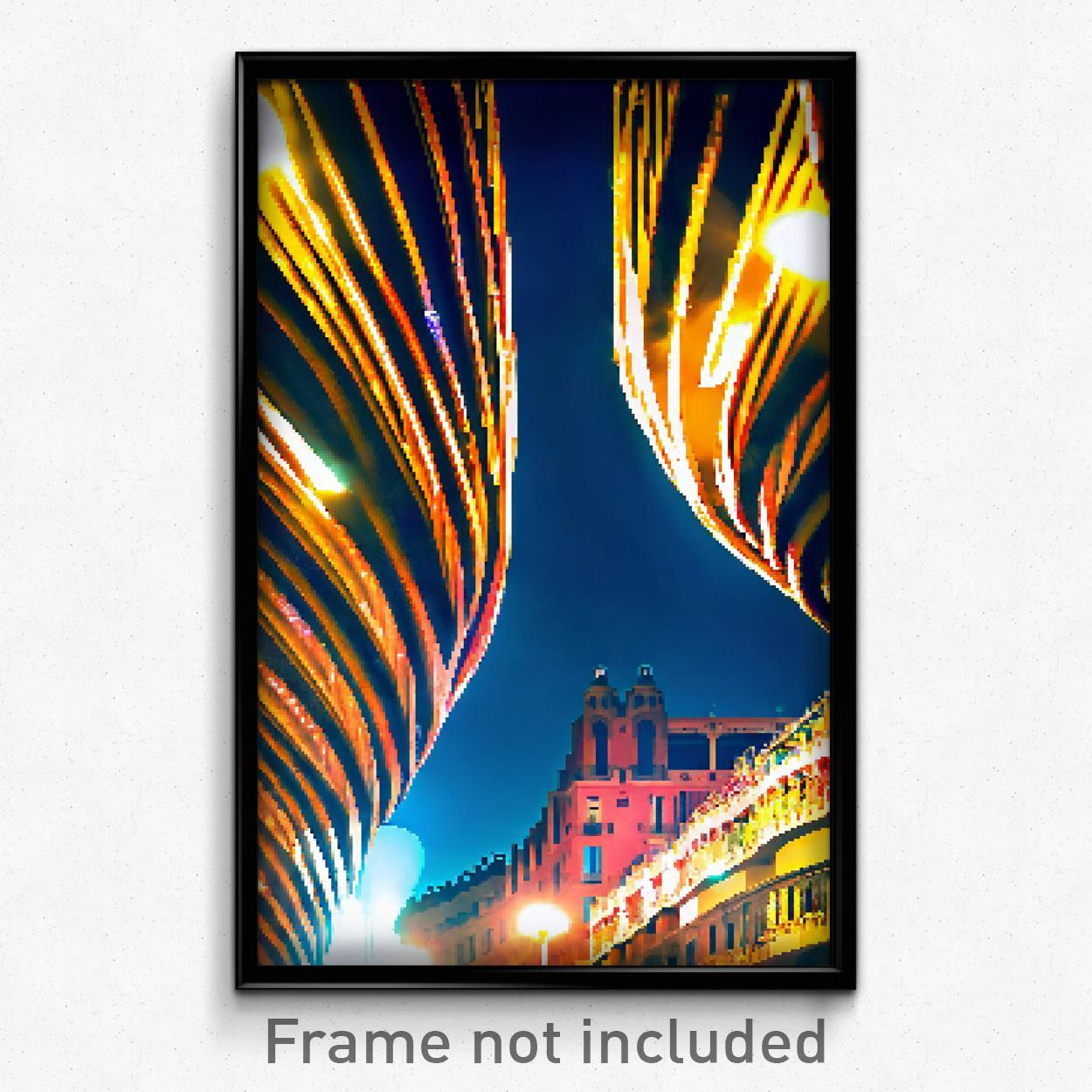 8 Bit Pixel Art Poster of Famous Barcelona Psychedelic Trippy Video Game Print