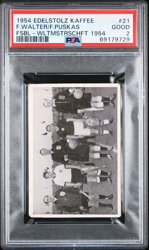 1954 Edelstolz Kaffe 21 Ferenc Puskas Fritz Walter PSA 2 Rookie World Cup German