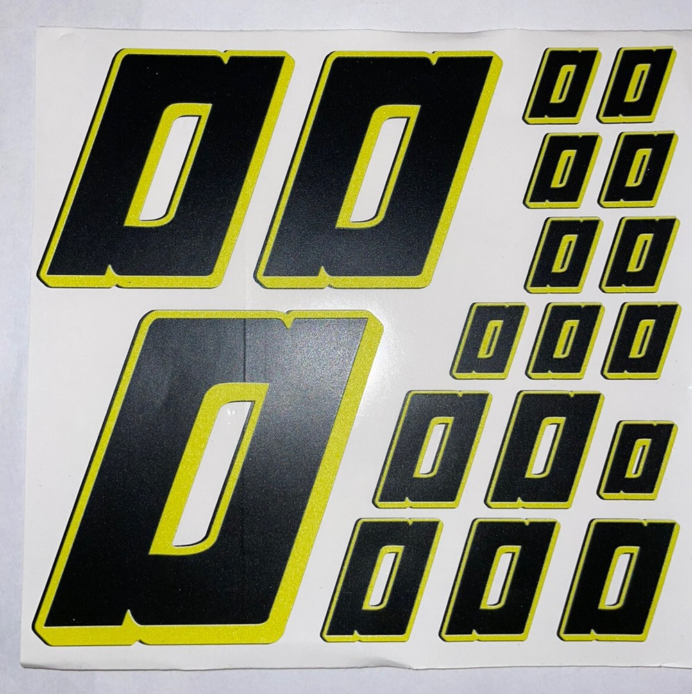 Matte Black-w/ Yellow Shadow #0’s Racing Numbers  Rc Box L3