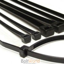 100 x STRONG HIGH QUALITY BLACK COLOUR NYLON PLASTIC CABLE TIES ZIP TIE WRAPS