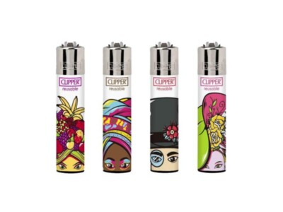 CLIPPER Feuerzeug Lighter Gas Collection Flint 4 Set -Crazy Hats-