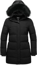 Soularge Women's Plus Size Winter Long Quilted Thicken Puffer Coat With Faux...
