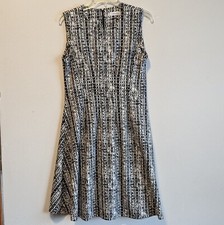 Calvin Klein Sleeveless Fit Flare Career Dress Women's Sz 8 Black White 