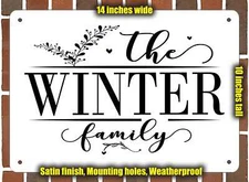 Winter Family Decorative Metal Door or Wall Plaque (Style 2)