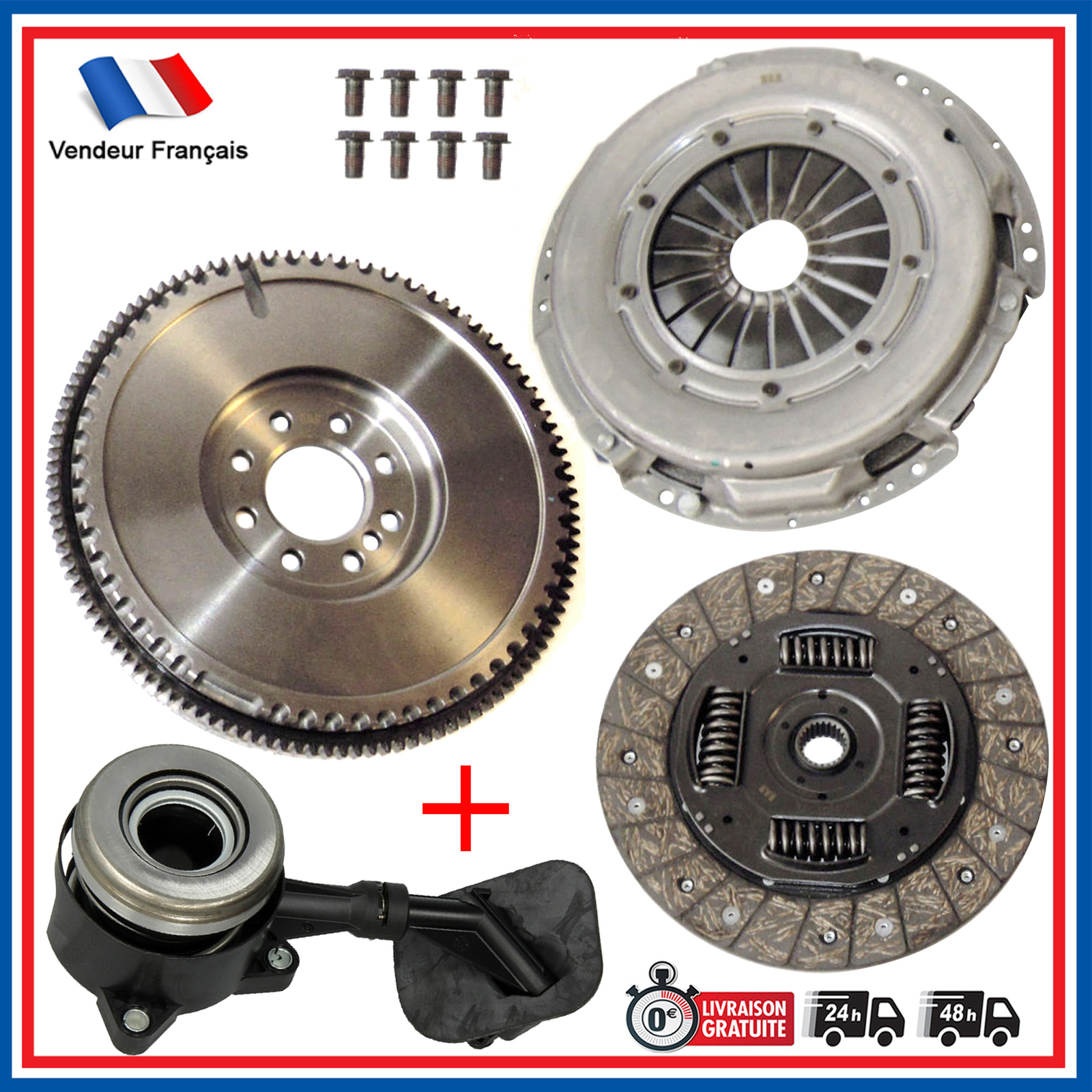 Kit embrayage volant moteur rigide Ford 1151413 4555397 2S716477FD