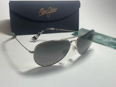 Maui Jim Mavericks Polarized Titanium Sunglasses 264-17 Silver/Gray New
