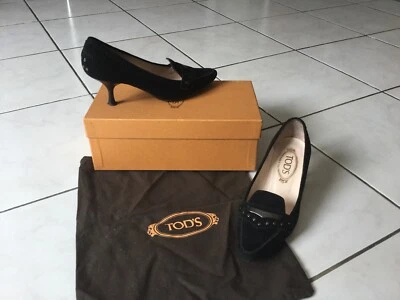 Escarpins TOD’S pointure 36,5 / 37,5 daim noir quasi neufs 310€ - Photo 1/4