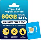 H2O Wireless Sim Plan U.S.A. Unlimited Talk Text & Data 60Gb 4G/5G + 5Gb Hotspot