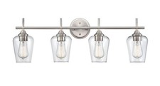 Ashford 31 in. 4-Light Brushed Nickel Vanity Light with Clear Glass Shade OB 