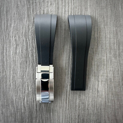 22mm Rubber Oysterflex Replacement Watch Strap Band With Clasp