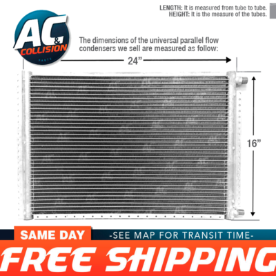 CNFP1624 AC A/C Universal Condenser Parallel Flow 16 x 24 O-ring #6 And ...