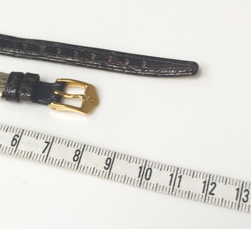 Hirsch echt zertifiziert Krokodil braun 12 mm Leder Gold Schließe Uhrenarmband - Bild 5 von 5