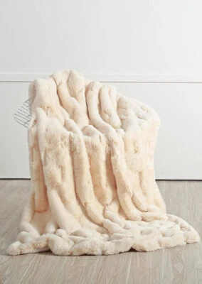 Webpelzdecke Felldecke Kuscheldecke Plaid 150x200 Rhombus creme 40082 - Bild 1 von 4